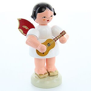 Angels Angels - red wings - large Angel with Ukulele - Red Wings - Standing - 9,5 cm / 3.7 inch