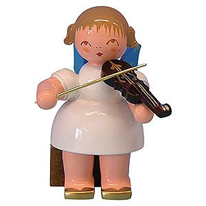 Angels Angels - blue wings - small Angel with Violin - Blue Wings - Sitting - 5 cm / 2 inch