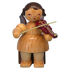 Angels Angels - natural - small Angel with Violin - Natural Colors - Sitting - 5 cm / 2 inch