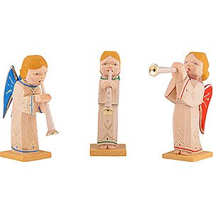 Angels Other Angels Angels with Flute and Multi-Colored Wings, Set of Three - 5,5 cm / 2.2 inch