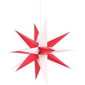 Advent Stars and Moravian Christmas Stars Annaberg Folded Stars Annaberg Folded Star for Indoor with Red-White Tips - 35 cm / 13.8 inch