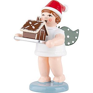 Angels Baker Angels (Ellmann) Baker Angel with Hat and Ginger Bread House - 6,5 cm / 2.5 inch