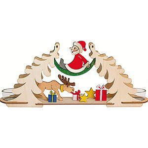 Lichterwelt Kerzenhalter Weihnachtsmann Bastelset Teelichtbogen Weihnachtsmann mit Elch - 12 cm