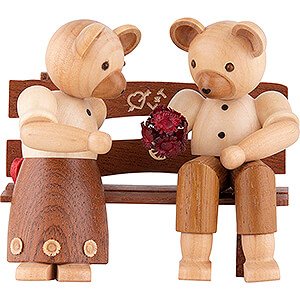 Gift Ideas Heartfelt Wish Bear Couple Sitting - 10 cm / 4 inch