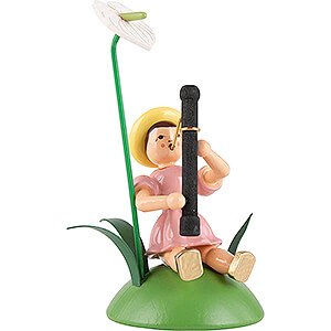 Kleine Figuren & Miniaturen Blumenkinder Blumenkind mit Anthurie und Fagott sitzend, farbig - 11 cm