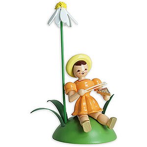Kleine Figuren & Miniaturen Blumenkinder Blumenkind mit Kamille und Psalter, farbig  - 9,5 cm