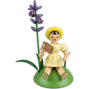 Kleine Figuren & Miniaturen Blumenkinder Blumenkind mit Lavendel und Ratsche, farbig - 9,5 cm