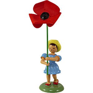 Kleine Figuren & Miniaturen Blumenkinder Blumenkind mit Mohnblume, farbig - 12 cm