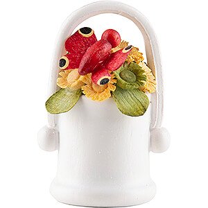 Kleine Figuren & Miniaturen Flade Flachshaarkinder Blumenkorb mit Schmetterling, rot - 2,8 cm