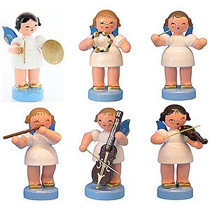 Angels Angels - blue wings - small Bundle - Six Orchestra Angels with Blue Wings