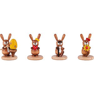 Small Figures & Ornaments Easter World Bunnies - 4 pcs. - Egg, Heart, Grandpa and Flower - 5 cm / 2 inch