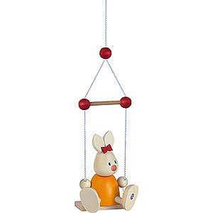 Small Figures & Ornaments Max & Emma (Hobler) Bunny Emma on Swing - 9 cm / 3.5 inch