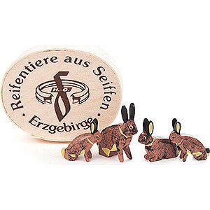 Gift Ideas Easter Bunny Family in Wood Chip Box - 3 cm / 1.2 inch