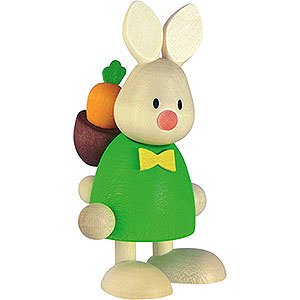 Small Figures & Ornaments Max & Emma (Hobler) Bunny Max with Back Pack Rod and Carrot - 9 cm / 3.5 inch