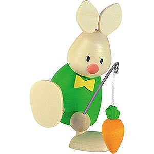 Small Figures & Ornaments Max & Emma (Hobler) Bunny Max with Fishing Rod and Carrot - 9 cm / 3.5 inch