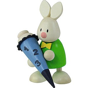 Gift Ideas Back to School Bunny Max with School Cone - 9 cm / 3.5 inch