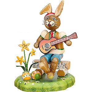 Small Figures & Ornaments Hubrig Rabbits Country Bunny Musician Boy with Guitar - 8 cm / 3.1 inch