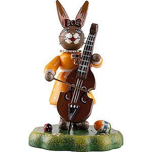 Small Figures & Ornaments Hubrig Rabbits Country Bunny Musician Girl with Double Bass - 10 cm / 3.9 inch