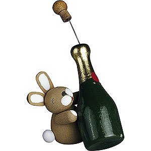 Gift Ideas Anniversary Bunny with Champagne Bottle - 2,7 cm / 1.1 inch