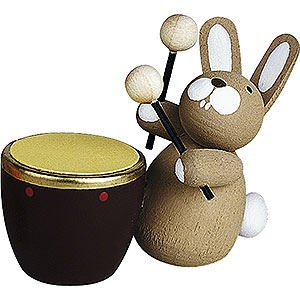 Small Figures & Ornaments Günter Reichel Easter Bunnies Bunny with Kettle Drum - 3 cm / 1.2 inch