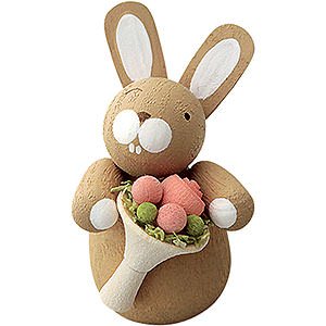 Gift Ideas Heartfelt Wish Bunny with Rose Bouquet - 3 cm / 1.2 inch