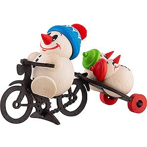 Small Figures & Ornaments Cool Man (Karsten Braune) COOL MAN Bicycle Trailer with 2 Kids - 6 cm / 2.4 inch