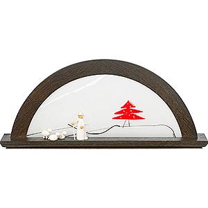 Candle Arches Blank Candle Arches Candle Arch - Bog Oak with Glas and Red Fir Tree - 79x14x35 cm / 31x5.5x14 inch