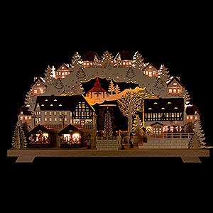 Candle Arches All Candle Arches Candle Arch - Christmas Market with Turning Pyramid - 70x40 cm / 27.5x15.7 inch
