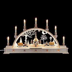 Candle Arches Illuminated inside Candle Arch - 'Church of Seiffen with Carolers' - 63x35 cm / 25.6x13.8 inch