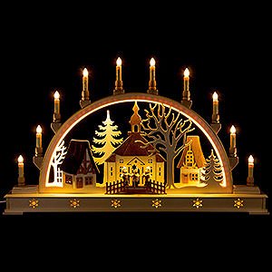 Candle Arches Illuminated inside Candle Arch - Church with Carolers - 78x45 cm / 30x17 inch