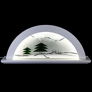 Candle Arches Blank Candle Arches Candle Arch - Erle Weiss with Glas and Green Fir Tree - 79x14x35 cm / 31x5.5x14 inch