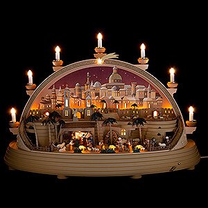 Candle Arches Illuminated inside Candle Arch - Nativity Scene in Bethlehem - Limited Edition - 74x28x58 cm / 29x11x23 inch