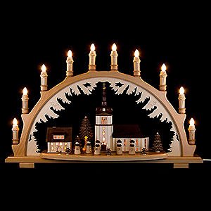 Candle Arches Illuminated inside Candle Arch - Village Church with Carolers - 66x43 cm / 26x16.9 inch