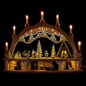 Candle Arches Illuminated inside Candle Arch - Winter Children with Moving Figurines - 68x50 cm / 26.8x19.7 inch