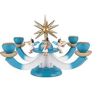 World of Light Advent Candlestick Candle Holder - Advent with Four Sitting Angels, Colored - 38x38 cm / 15x15 inch