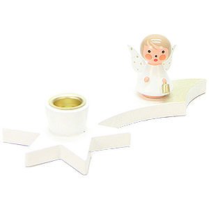 World of Light Candle Holder Angels Candle Holder - Angel on Comet - White - 3 cm / 1.2 inch