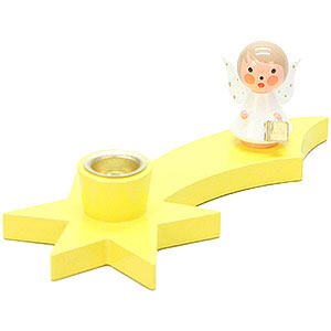 World of Light Candle Holder Angels Candle Holder - Angel on Comet - Yellow - 3 cm / 1.2 inch