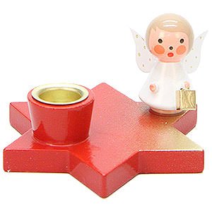 World of Light Candle Holder Angels Candle Holder - Angel on Star - Red - 3 cm / 1.2 inch