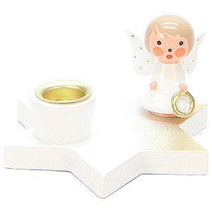 World of Light Candle Holder Angels Candle Holder - Angel on Star - White - 3 cm / 1.2 inch