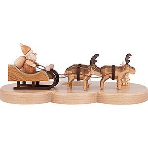 World of Light Candle Holder Santa Claus Candle Holder - Ruprecht and his reindeers - Natural - 9 cm / 3.5 inch