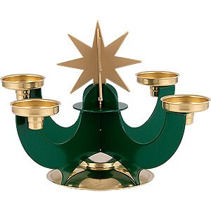 World of Light Advent Candlestick Candle Holder with Incense Cone Option - Green - 16 cm / 6.3 inch
