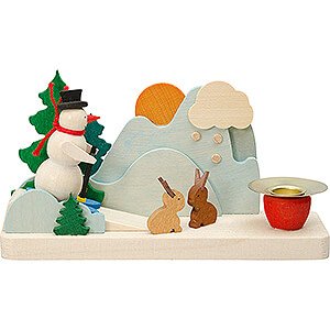 World of Light Candle Holder Misc. Candle Holders Candle Holder with Snowman and Bunnies - 6 cm / 2.4 inch