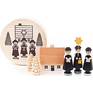 Small Figures & Ornaments Carolers Carolers black in Wood Chip Box - 4 cm / 1.6 inch