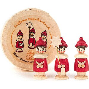Small Figures & Ornaments Carolers Carolers red in Wood Chip Box - 3,5 cm / 1.4 inch