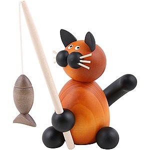 Small Figures & Ornaments Martin Animals Cat Bommel with Fish - 8 cm / 3.1 inch