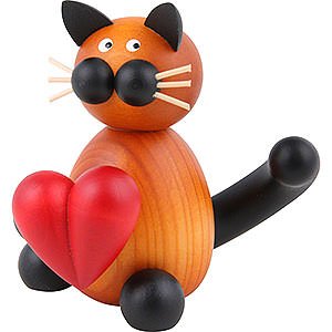 Gift Ideas Mother's Day Cat Bommel with Heart - 8 cm / 3.1 inch