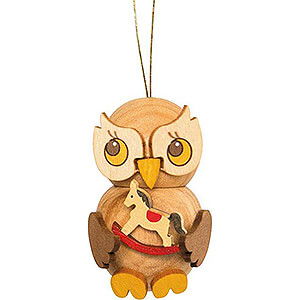 Baumschmuck Sonstiger Baumschmuck Christbaumschmuck Eulenkind mit Schaukelpferd - 4 cm
