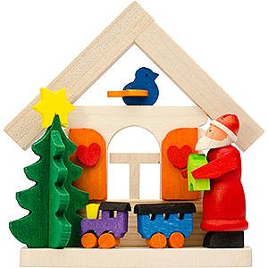 Baumschmuck Weihnachten Christbaumschmuck Haus Weihnachtsmann mit Eisenbahn - 7,5 cm
