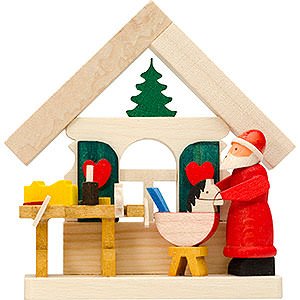 Baumschmuck Weihnachten Christbaumschmuck Haus Weihnachtsmann mit Werkstatt - 7,5 cm