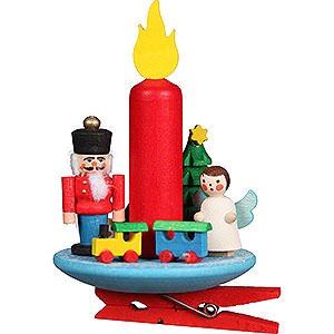 Baumschmuck Spielzeug-Design Christbaumschmuck Kerze mit Engel auf Klammer - 6x8,5 cm